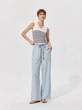 Wide, flowing pants with an adjustable waist
