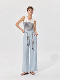 Wide, flowing pants with an adjustable waist