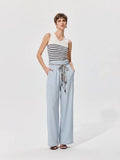 Wide, flowing pants with an adjustable waist