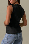 TWISTED FRONT V-NECK SLEEVELESS SWEATER TOP