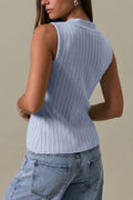 TWISTED FRONT V-NECK SLEEVELESS SWEATER TOP