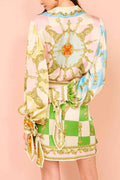 Lantern Sleeves Multi Color Mini Dress JRM074