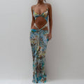 Lifted Hip Strappy Printed Bikini Beach Dress JRM122